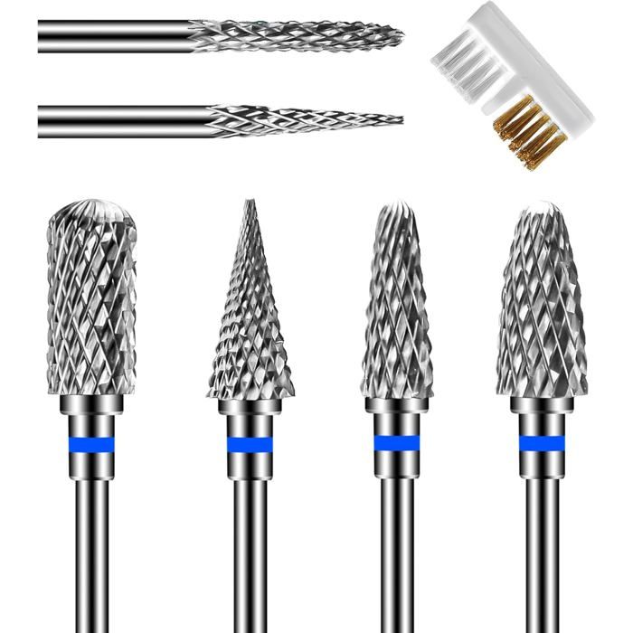 Embouts de ponceuse pour ongles - VETOBIOL - 6 pièces - Carbure de tungstène - 3/32 pouces - Bleu