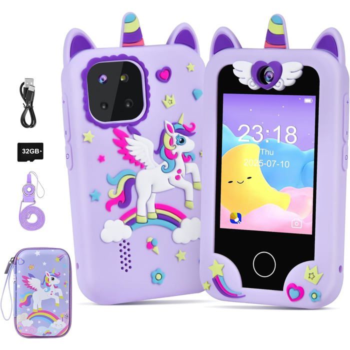 Téléphone Portable Enfant Elecoutek Licornes 28 Pouces Jouet Éducatif Violet