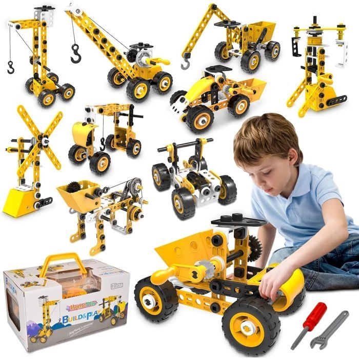 Jeu de Construction HOMETTER 10 en 1 - Jouet éducatif STEM pour Enfants 3-10 ans