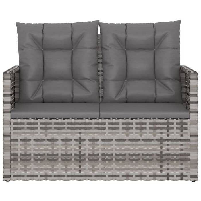 Sale 2026 Banc de jardin - BURKE - Banquette balcon - avec coussins - Gris 105 cm - Résine tressée BB395