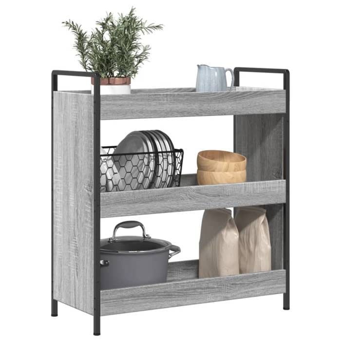 Soldes Printemps Chariot de cuisine - BURKE - Desserte cuisine - sonoma gris 70x30x82 cm bois dingénierie DD154