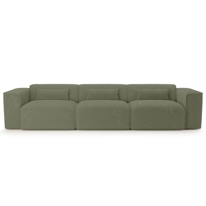 Canapé droit fixe NUNA 4/5 places velours côtelé vert