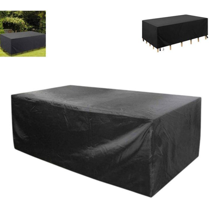 Housse de protection meubles extérieur rectangulaire noir 200x160x70 cm jardin terrasse balcon UV pluie poussière