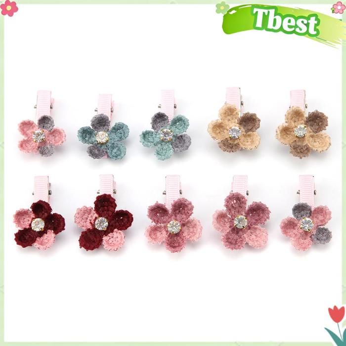 10 pinces à cheveux pour animaux de compagnie épingles à cheveux florales pour chiens et chats toilettage avec 5 couleurs
