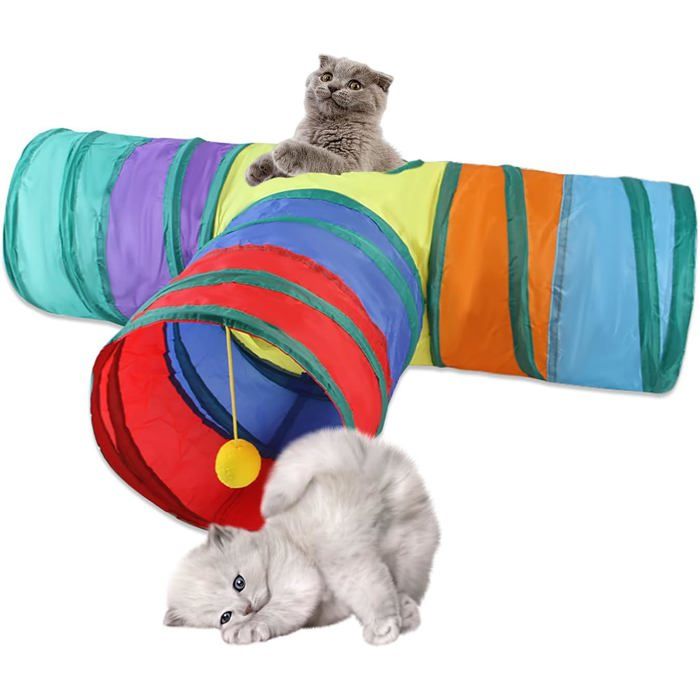 Tunnel chat 3 voies pop-up pliable - Tube et cube pour chat intérieur extérieur