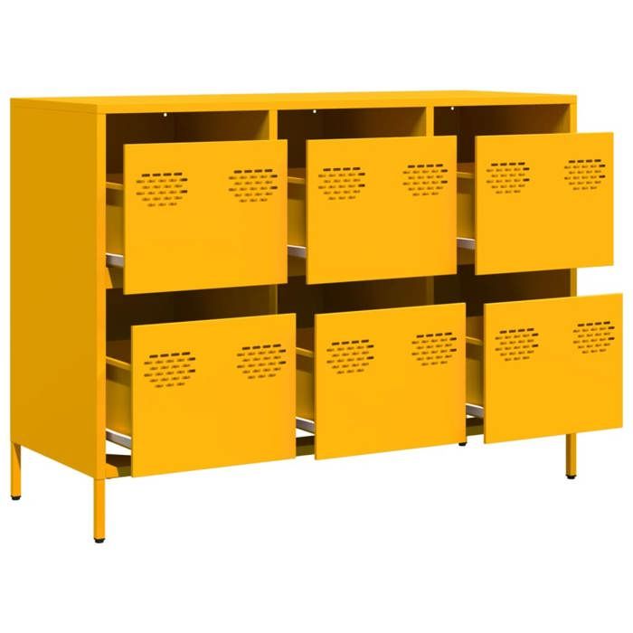 Meuble Rangement - HAOSHOP - Buffet jaune moutarde 101 5x39x73 5 cm acier laminé à froid&01_37090