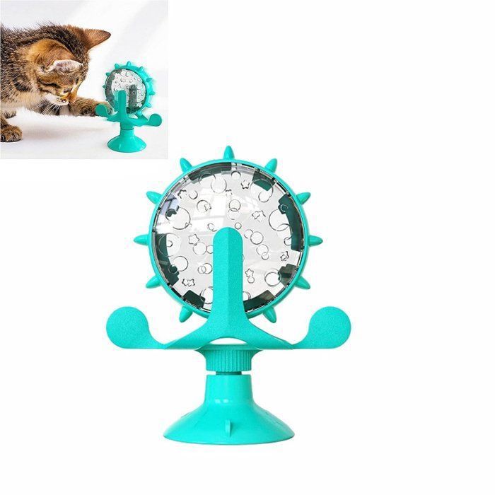 Gamelle Slow Feeder Rotative 360° Avec Ventouse Distributeur De Croquettes Et Friandises Anti-Glouton Chien Chat Bleu Clair