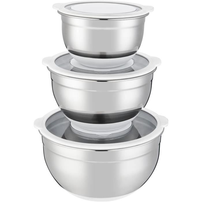 Arthur Martin Bol melangeur AM486 16/20/24 cm avec couvercles