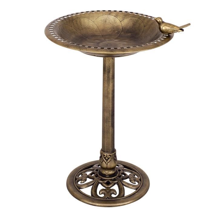 Giantex Mangeoire à Oiseaux Bain Oiseaux Table Décoratif pour Oiseaux Abreuvoir Décoration Jardin à Effet Bronze Hauteur 76CM