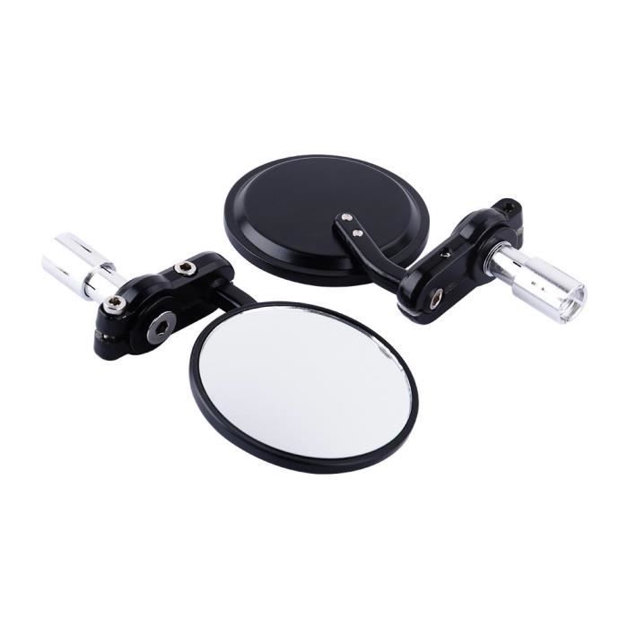 Paire R/étroviseur Universel Moto forme ronde 2 mode fixations bande de roulement 8 mm ou guidon diametre 7//8 22MM miroir rotationnel anti-reflet eblouissement