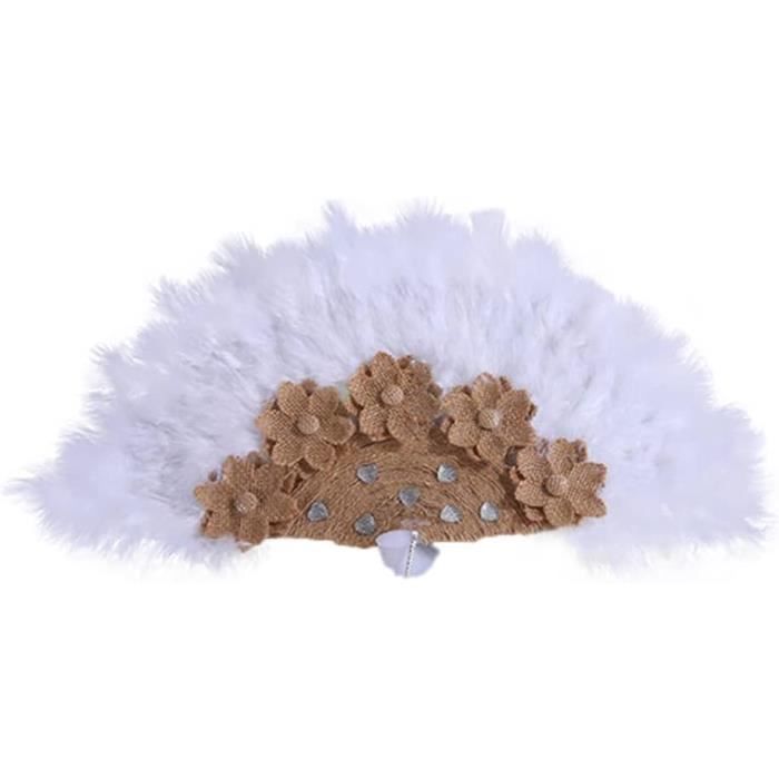 PAON Grande Plume de fumigation en dindon sauvage et Paon, fourrure de lapin et cuir BRUN