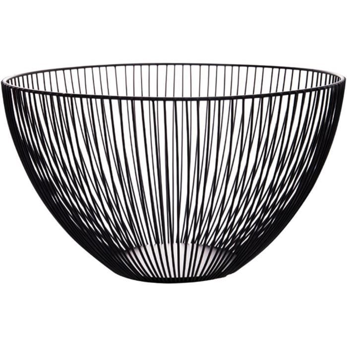 Relaxdays Corbeille à Fruits Ronde Métal Noir Design Grillagé – Panier Légumes Moderne 25 Cm, Élégant Et Aéré