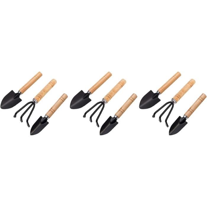 Outils de Jardinage ménagers, Pelle Noire, Ensemble de Trois pièces, râteau, houe à Double Usage Outils de Jardinage ménagers, Pelle Noire, Ensemble de Trois pièces, râteau, houe à Double Usage