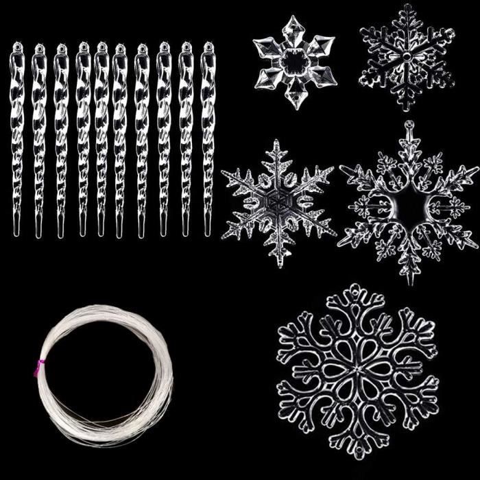 Décorations Flocons Neige Flocon De Neige - Lot De 36 Flocons De Neige En Plastique Décoration Sapin De Noël Taille Variable Décorations Flocons Neige Flocon De Neige - Lot De 36 Flocons De Neige En Plastique Décoration Sapin De Noël Taille Variable