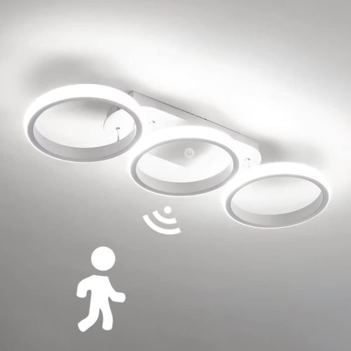 Plafonnier LED Avec Détecteur De Mouvement - 18W, 1800LM - 3 Températures De Couleur - Pour Couloir, Garage...