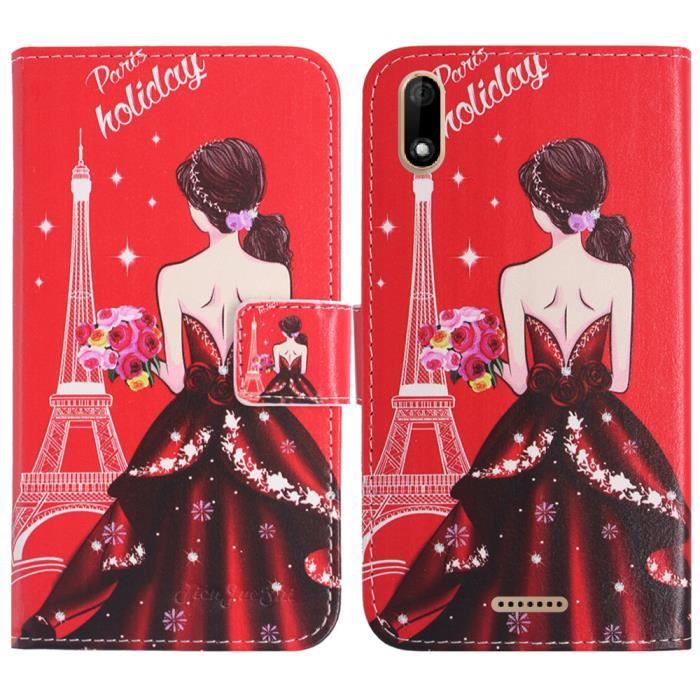Housse Portefeuille Flip Cover Pour Wiko Y81 - Motif Fleurs, Cuir Artificiel, Neuf Avec Emballage