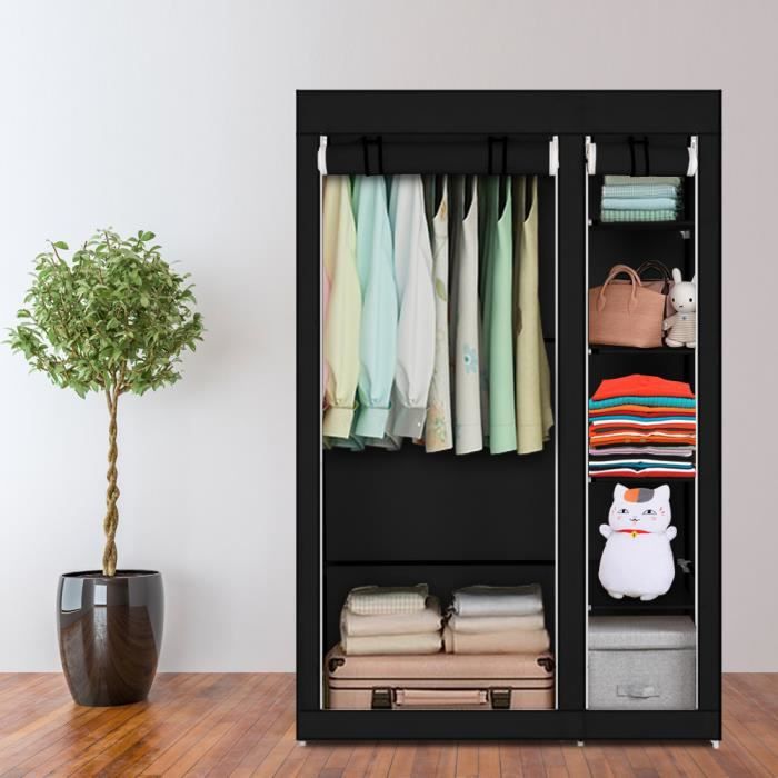Penderie Souple En Tissu Non Tisse 5 Etagere 6 Carreau Armoire A Vetement 110x45x175 Cm Noir Achat Vente Penderie Souple Penderie Souple En Tissu No Cdiscount