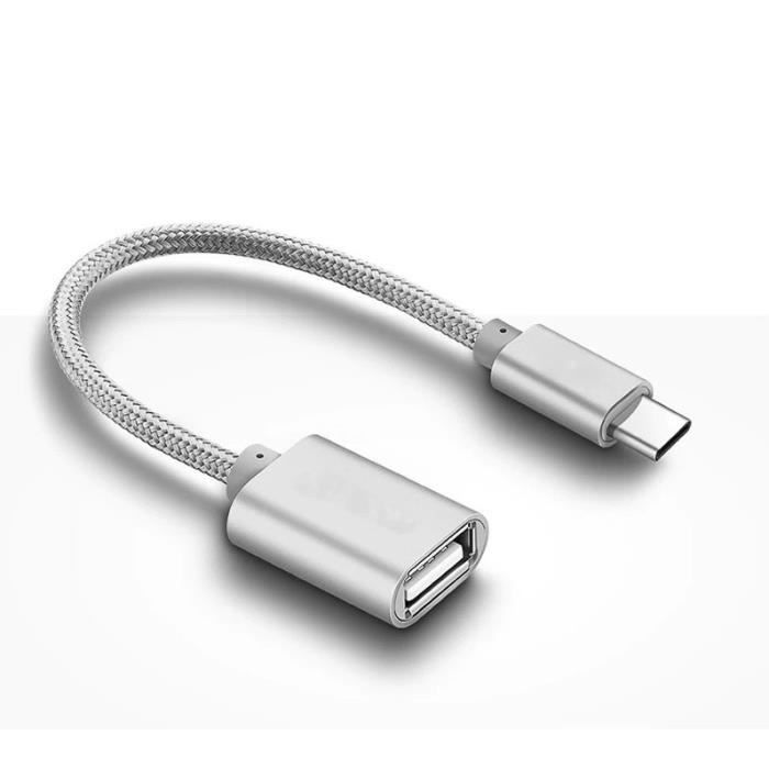 Adaptateur Type C-USB pour SAMSUNG Galaxy S20+ Smartphone & MAC USB-C Clé Connecteur (ARGENT)