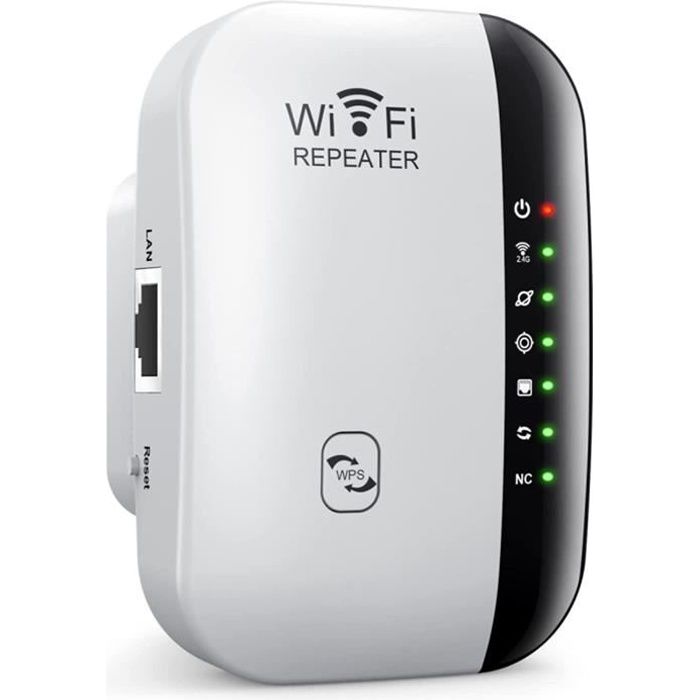 Amplificateur WiFi sans Fil Puissant u2013 Repeteur WiFi 300Mbps, WiFi Booster, WiFi Extender Facile à Installer avec Bouton[O304]