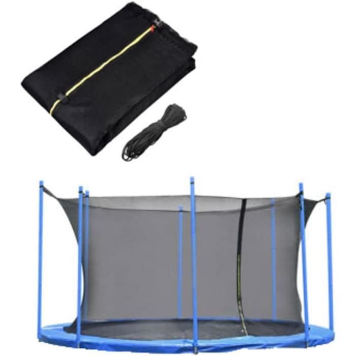 Rete Di Sicurezza Per Trampolino Rotondo 244cm 6 Pali, In PP Antivento E Antivita, Con Cerniera E Fibbia, Per 8 Pali