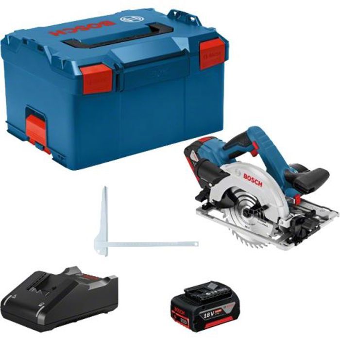Scie circulaire Bosch Professional GKS 18V-57 G + 2 batteries 4,0Ah + chargeur GAL 18V-40 + L-BOXX -