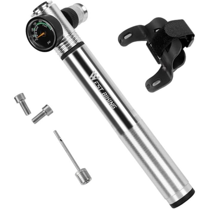 Pompe Haute Pression Vélo – Alliage Alu – 300 Psi – Pour Fourche, Amortisseur, Pneu – Manomètre Intégré – 27-30 Cm