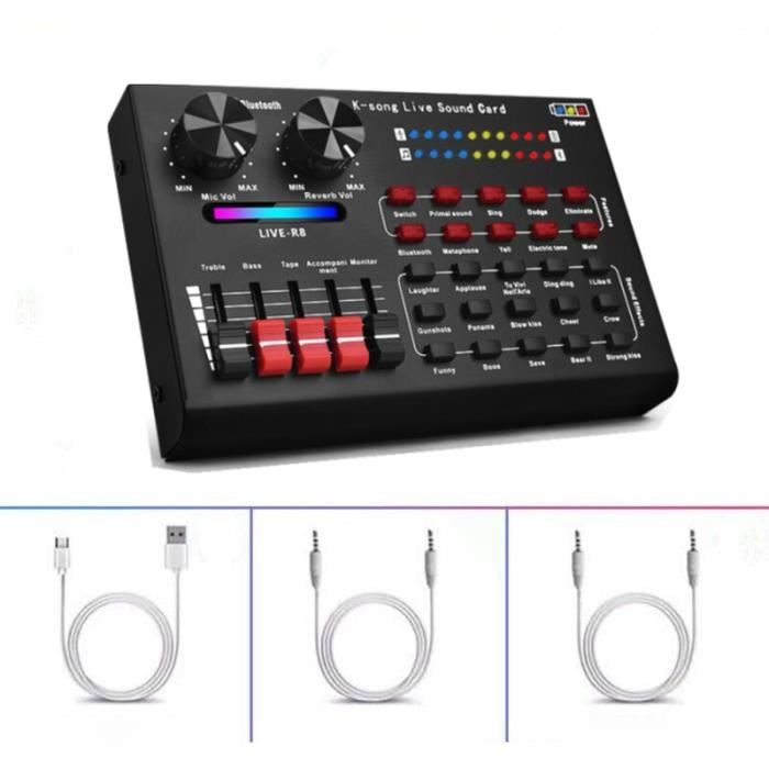 Kit de Microphone à condensateur bm 800 studio R8, carte son, pour PC, téléphone, karaoké, chant, jeu R8 Sound Card -MEAI2576