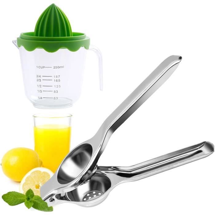Presse Agrumes Manuel Acier Inoxydable - Pour Citron, Orange - Poignée Ergonomique Noire