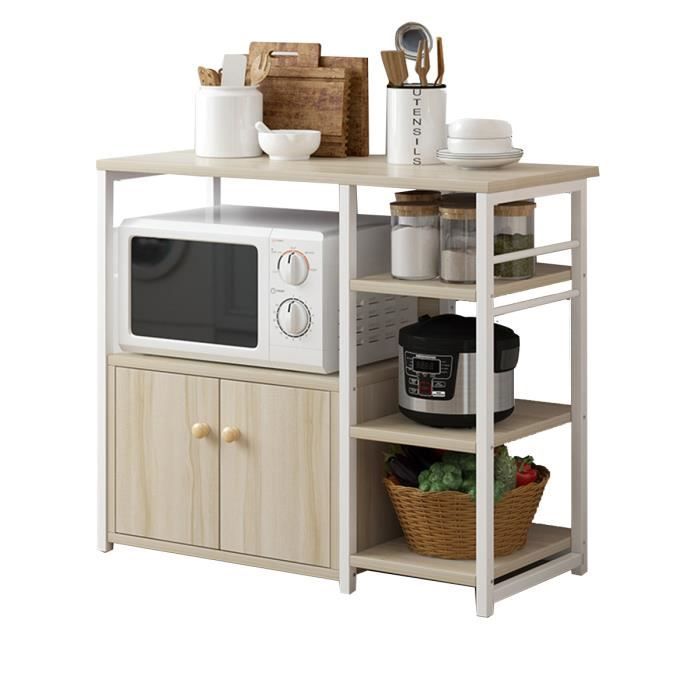 Étagère De Rangement Meuble Four A MicroOnde 3 Niveaux Avec Placard En