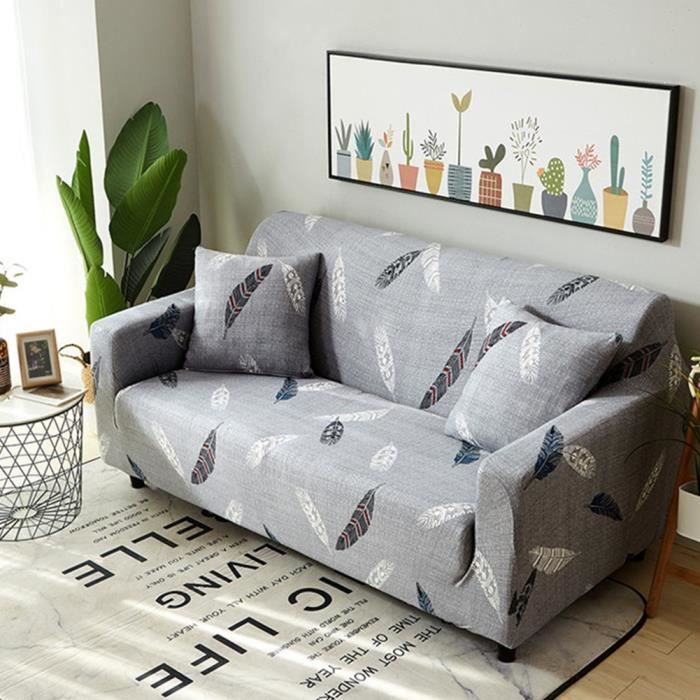 Housse De Canapé Extensible 2 Places (145-185 Cm) - Tissu Polyester/élasthanne - Lavable Machine - Inclut Taie D'oreiller