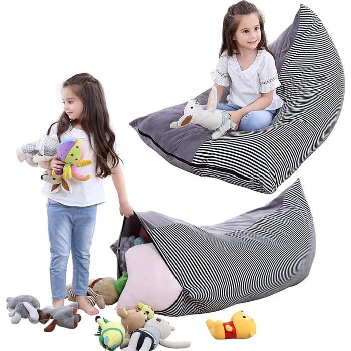 Sac Rangement Peluches Enfant, Peluche Sac Haricots Pouf, Pouf Poire De Rangement Pour Peluches, Toile Sac Rangement Jouets Avec Fermeture Éclair Grande Capacité 24Pouces
