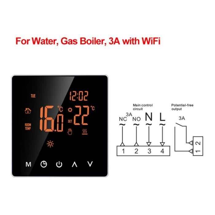 Chaudière à gaz WiFi 3A Thermostat intelligent WiFi Tuya, chauffage électrique au sol