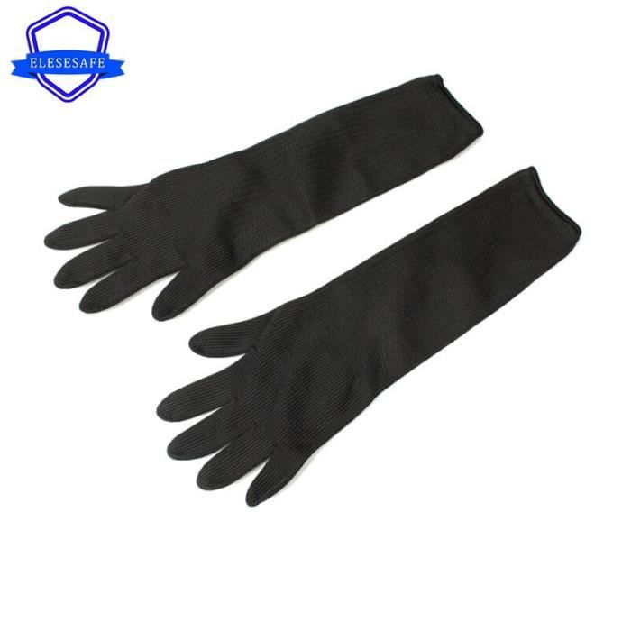 Noir long - Gants de travail résistants aux coupures, 1 paire, fil en acier  inoxydable, manchons Anti-coupure