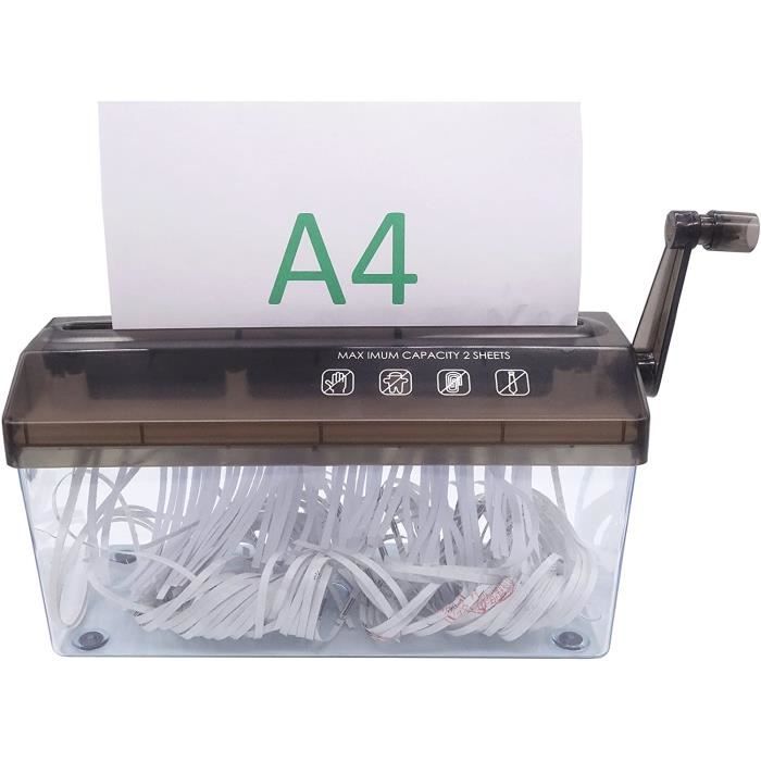 Destructeur de papier manuel A4 portable - Mini déchiqueteuse de papier à la main - Outil de découpe de documents - Papeterie de