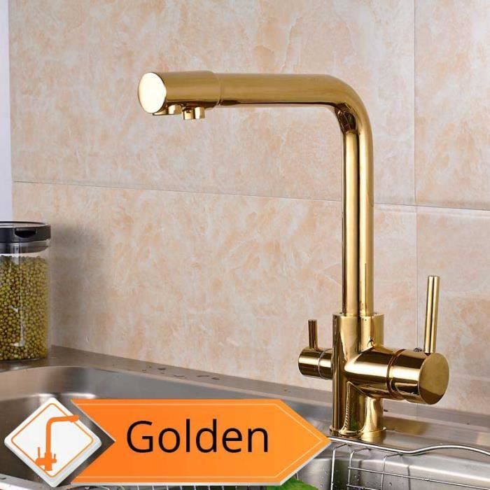 AXWT Cuisine Rustique Robinet Nostalgie Robinet De Cuisine Robinet Mitigeur Robinet Mitigeur Lavabo Avec Robinet D'eau En Laiton Poignées, 360 ° Réglable) (Color : Antique