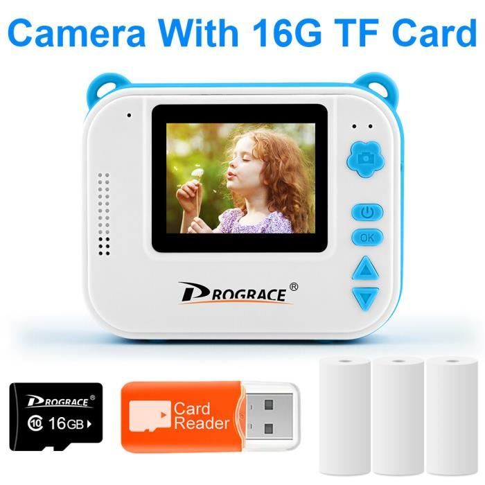 Appareil photo Compact,Appareil photo enfant Photo numérique Polaroid pour  enfants impression thermique - 16G Card Blue Camera