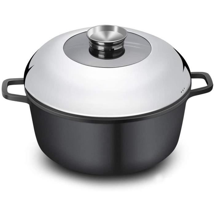 Cocotte Ovale Rossetto 10,6L Fonte Aluminium - Revêtement Céramique Antiadhésif Sans PFOA - Compatible Induction Et Four 230°C - Rouge