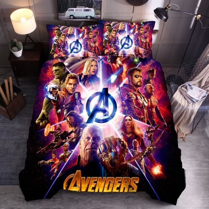 Parure De Lit Avengers 140x200 Cm + 1 Taie D'oreiller 63x63 Cm - 100% Coton, Lavable, Thème Marvel - Idéale Chambre Enfant, Cadeau Fan Super-héros - 8