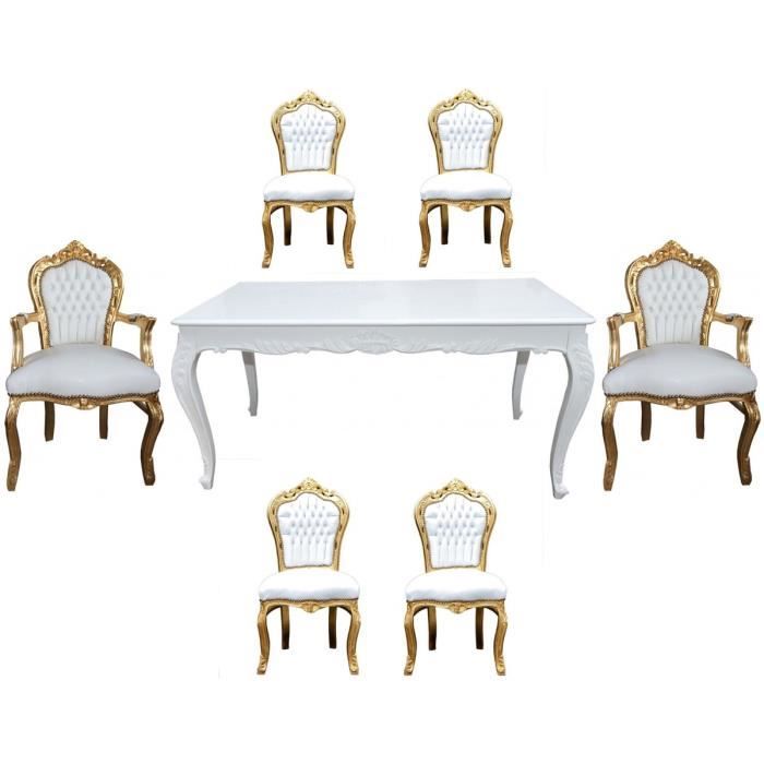 Ensemble De Salle A Manger Baroque Casa Padrino Blanc Or Table