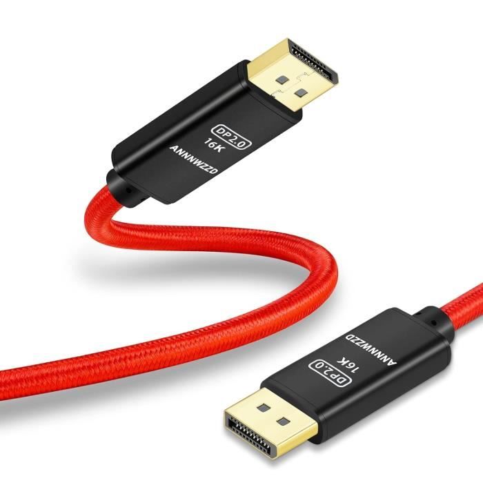 Vemfay Câble DisplayPort 2.1 16K 3M - 8K 120Hz 4K 240Hz Support G-Sync FreeSync HDR