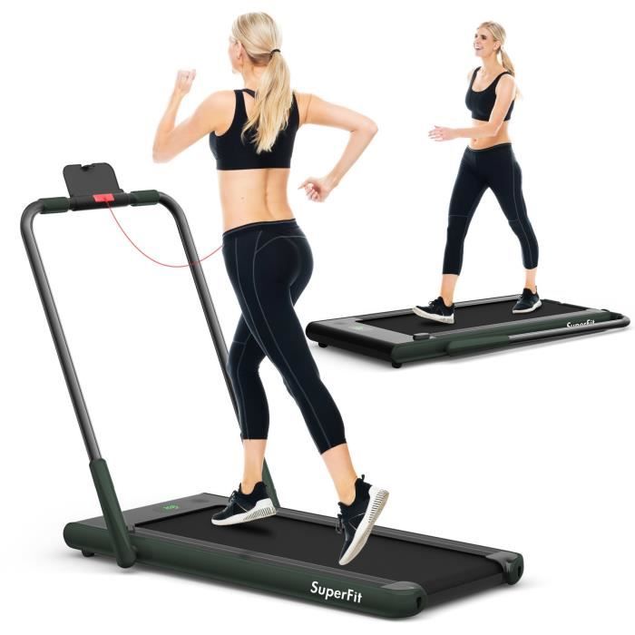 Tapis de Course Pliable 2 en 1 1-12 KM H avec Application et T&eacute;l&eacute;commande - Vert