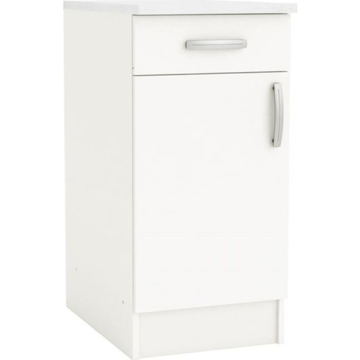 Meuble bas de cuisine blanc 1 porte 1 tiroir Mammy - Cdiscount Maison