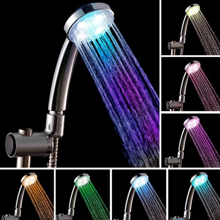 Pommeau De Douche LED Haute Pression 7 Couleurs Changeantes – Économie D'Eau 40% – Douche Lumineuse Magique Pour Salle De Bain