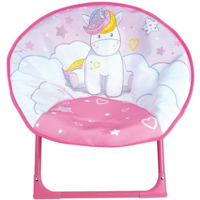 Siège lune pliable pour enfant - FUN HOUSE LICORNE - H.47 x l.54 x P.42 cm - Rose