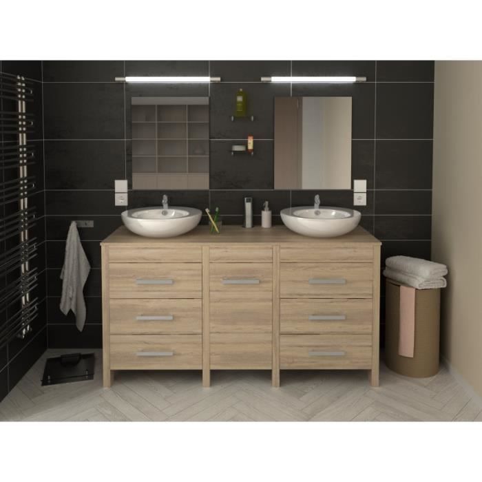 Meuble De Salle De Bain Hero Double Vasque 150 Cm Finition Chene