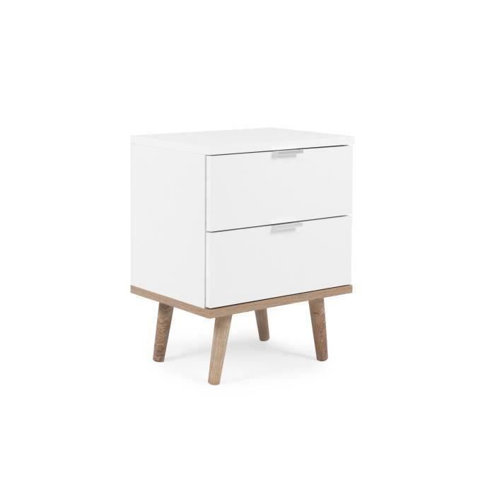chevet 2 tiroirs decor chene sonoma blanc l 40 x p 30 x h 51 9 cm goteborg cdiscount maison