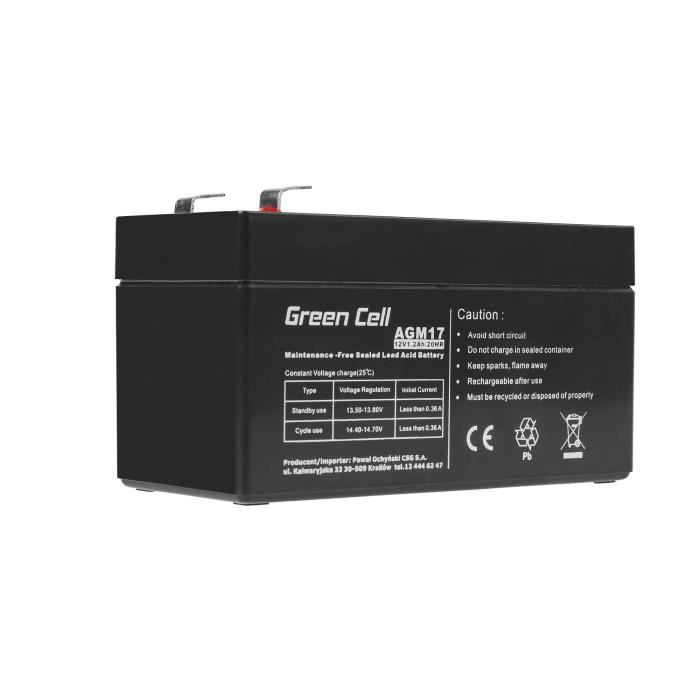Batterie d'alimentation AGM VRLA Green Cell 12V 1.2Ah