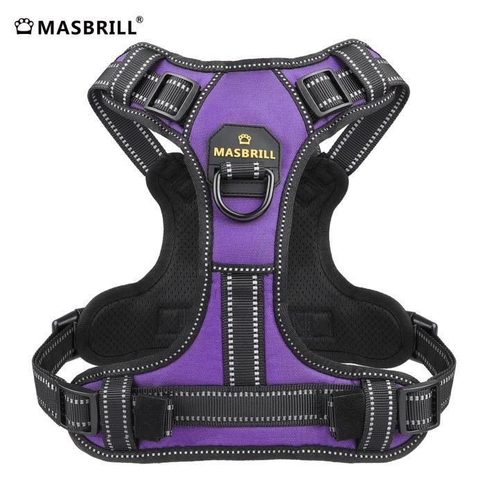 Comparer les prix de Harnais de Chien Anti Traction - MASBRILL - Violet - XL - Réfléchissant - Poignée Rembourrée