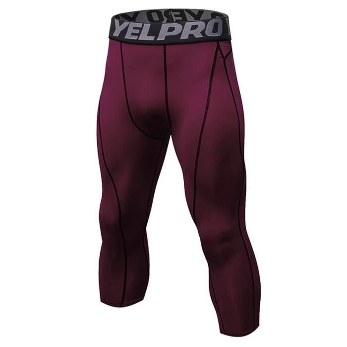 Pantacourt Collant de Compression 3-4 Running et Fitness Homme Pantalon Court de Sport Stretch