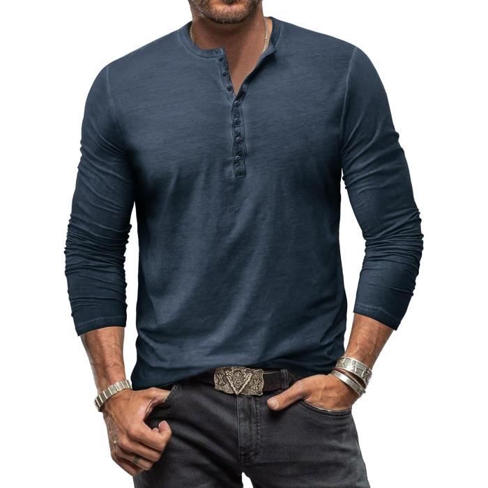T Shirts Manches Longues Homme Henley Shirts Homme Casual Homme